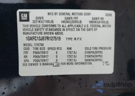 2007 GMC Yukon Slt z USA, uszkodzony, nr VIN 1GKFC13J87R127519
